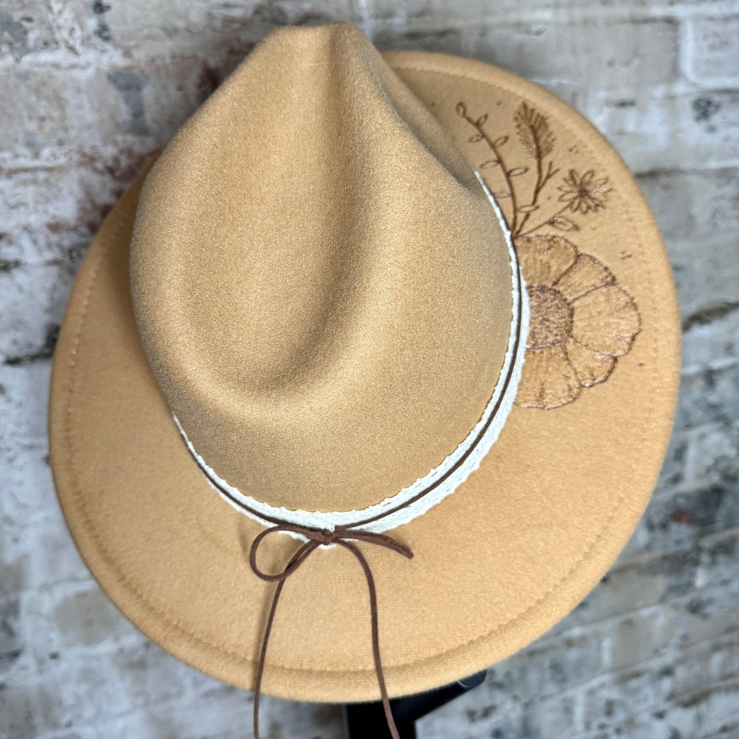 Fedora - Tan - Wild Flower / Leather + Lace