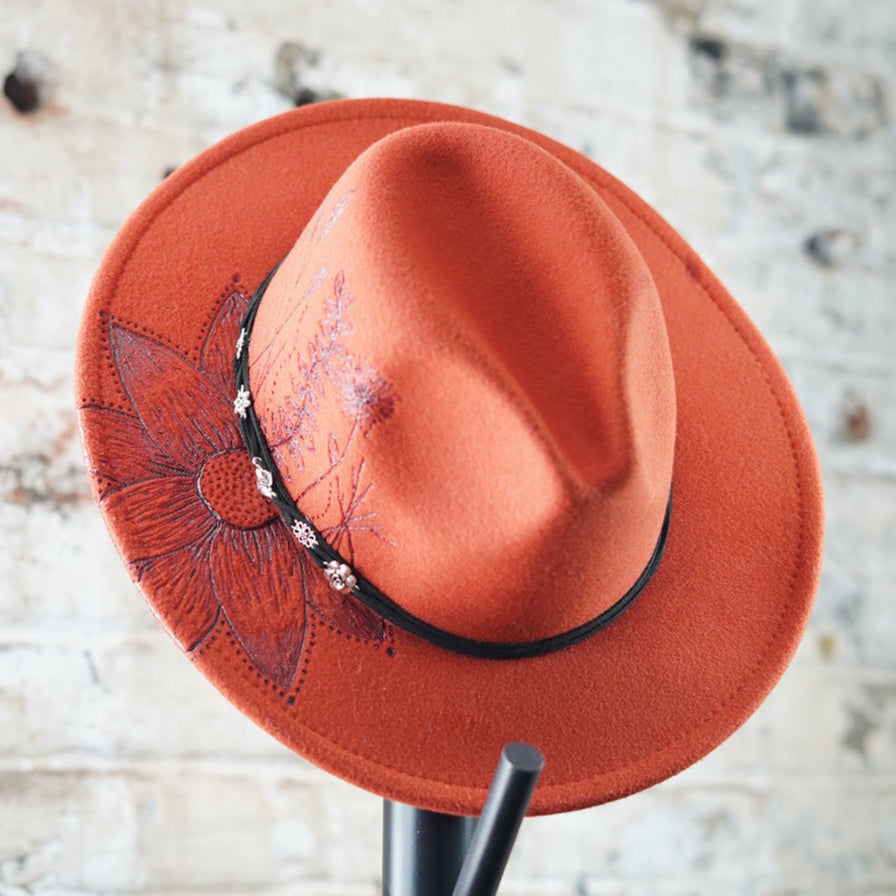 Fedora - Orange - Sunflower/Floral