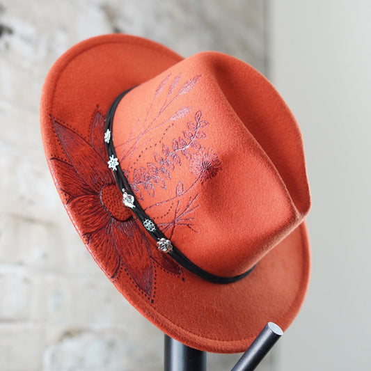 Fedora - Orange - Sunflower/Floral