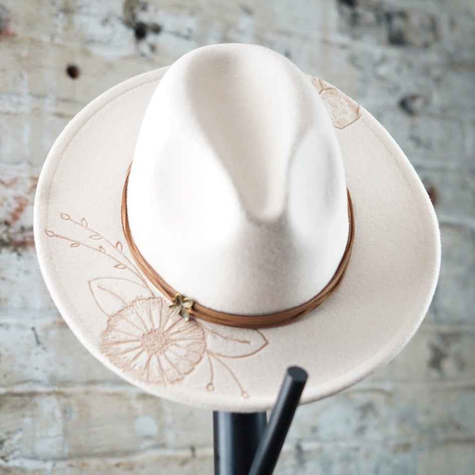 Fedora - Off White -  Honeycomb/Floral