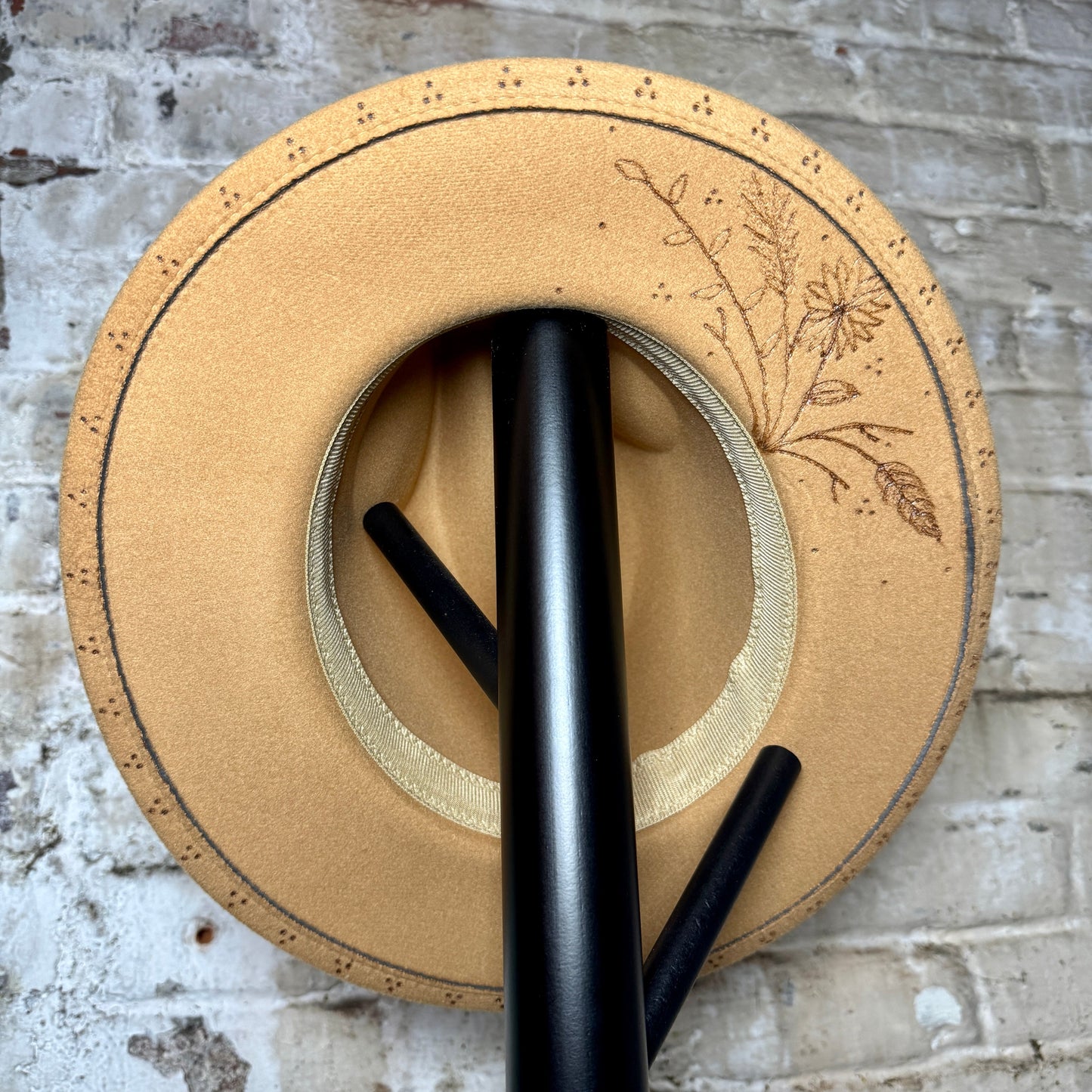 Fedora - Tan - Wild Flower / Leather + Lace