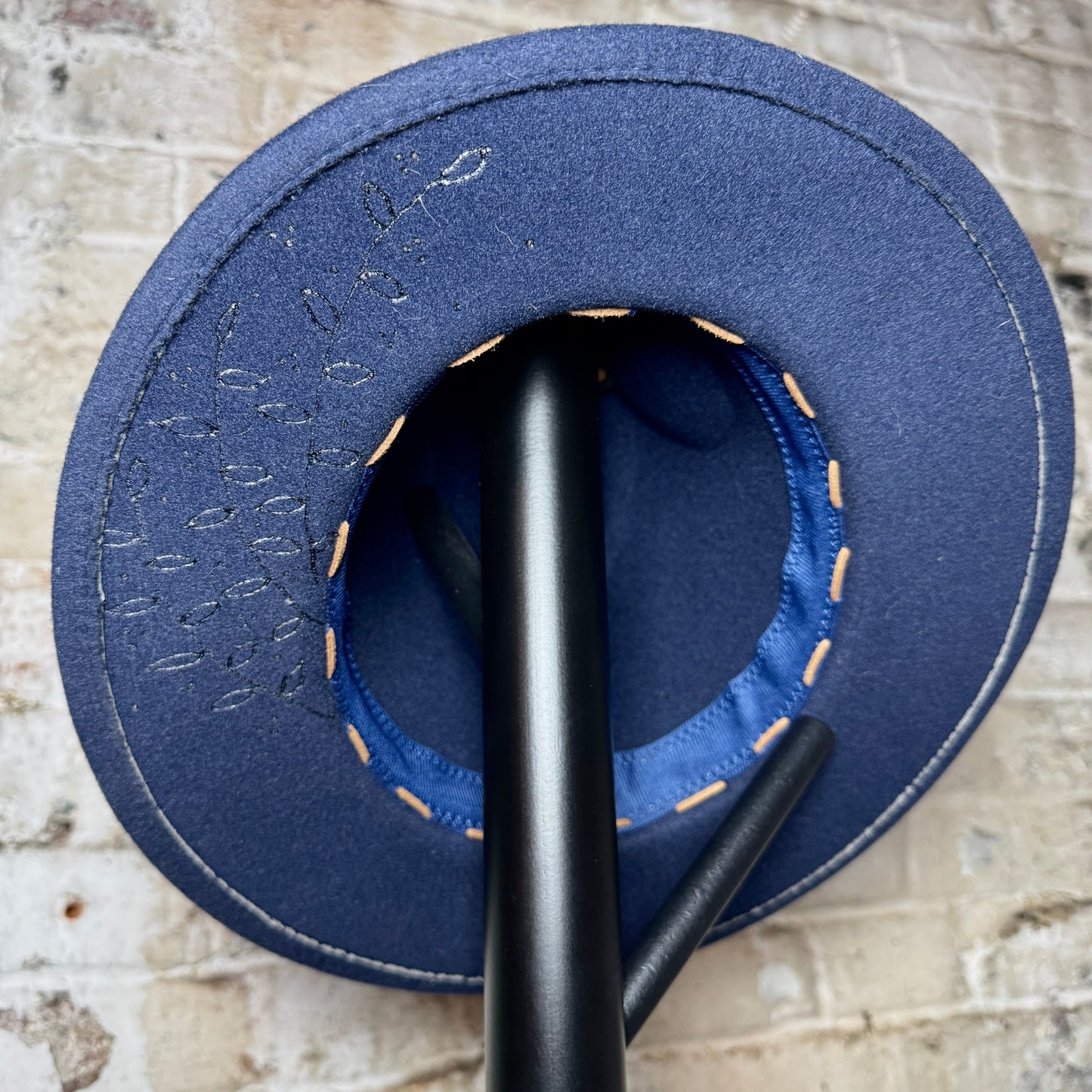 Fedora - Blue - Leather Sewn/Wild Vines